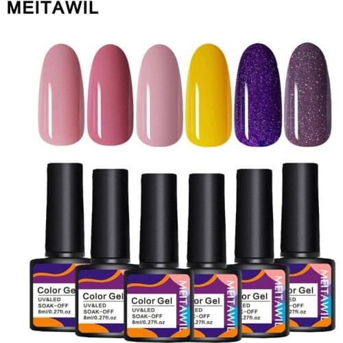 8ml Gel Nail Polish Glitter For Manicure Set UV LED Lamp Nail Varnishes Base Top Coat Gel Lacquer Nail Gel Polish