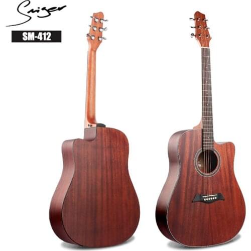 Smiger 41 Inch Acoustic Guitar SM-412 Acoustic Guitar Mahogany High Quality Hex Core Steel String Guitar Musical Instrument