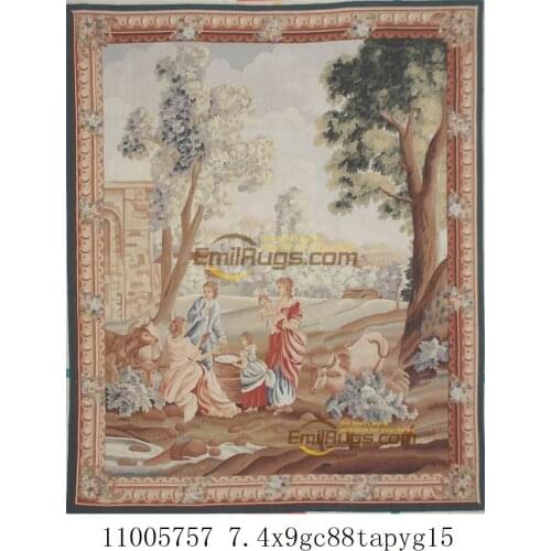 Aubusson - Vintage Wool Floral Tapestry Brown Fashionable Circular Household Decoration Mat Staple Halloween Decoration
