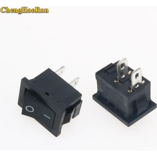 ChengHaoRan Black Push Button Mini Switch 6A-10A 250V 2Pin Snap-in On/Off Rocker Switch