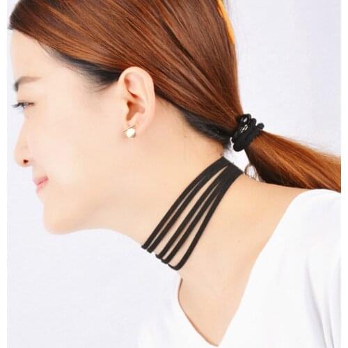 Harajuku 90s Black Velvet Short Necklace Female Necklace 5 Layer Gothic Gothic Handmade Ribbon Necklaces Retro Necklace