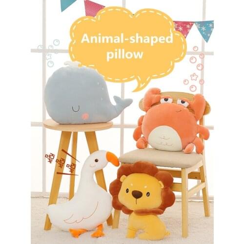 Cartoon Lion Crab Whale Pillow Girl Sleeping Animal Small Pillow Sofa Sitting Room Cushion Bay Window Bed Head Back Car Pillow