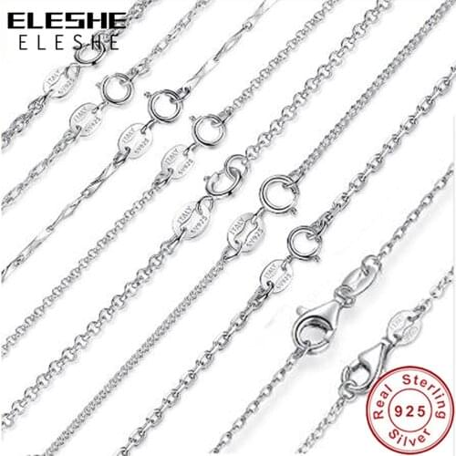 ELESHE Lead & Nickel Free 45cm Long Necklace Fashion Jewelry 925 Sterling Silver Chain Necklace for Women Wedding Engagement