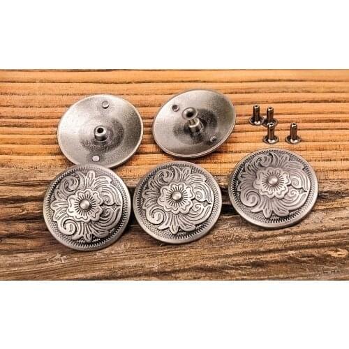 F13 Lot 10PCS Cool Shield Studs Set Conchos Rivetback Charm Biker Style Leather Handcraft Findings