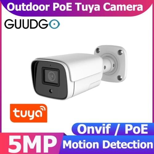GUUDGO TUYA PoE IP Camera POE Outdoor Home Security Camera Video CCTV Surveillance work with Tuya Smart Life Smartlife APP