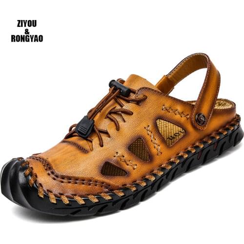 Мужские кожаные сандали 自由与荣耀 China At AliExpress