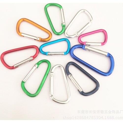 200pcs/lot D-type Carabiner Aluminum Alloy Backpack Accessories Outdoor Camping Mountain Climbing Quick Hanging Keychain
