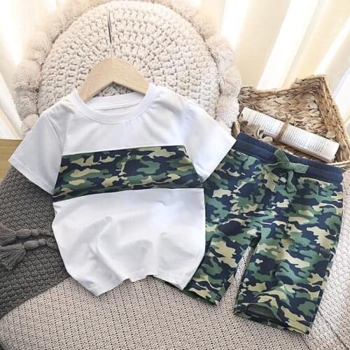 Boy Set 2021 Summer Casual Printing Camouflage Sports Short-sleeved Shorts Children Clothing