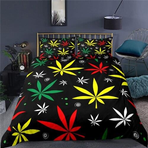Luxury 3D Maple Leaf Print Home Living Comfortable Duvet Cover Pillowcase Kid Bedding Set Queen and King EU/US/AU/UK Size