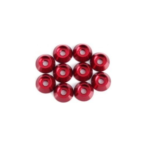 Cone Aluminum Alloy Gasket/Washer M4 (10pcs/bag) Red Color