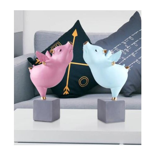 CREATIVITY RESIN LITTLE FLYING PIG SIMULATION ANIMAL CARTOON CHILDRENS ROOM MODERN HOME DECORATION ACCESSORIES FIGURINES