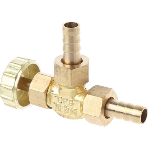 Elbow Brass Needle Valve 8mm Propane Butane Gas Adjuster Barbed Spigots 1 Mpa