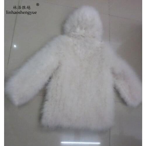 Linhaoshengyue Ostrich Hair Long Sleeve Hood Fur Clothing