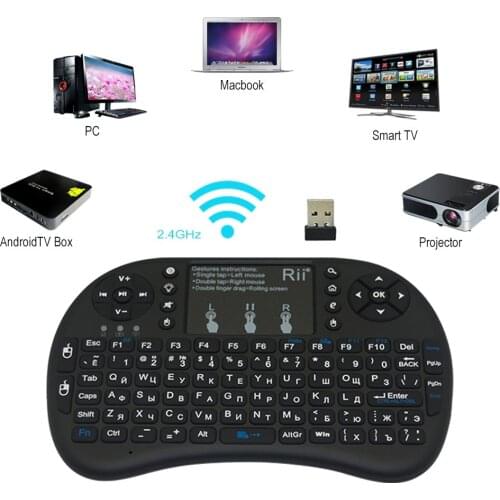 Rii Mini i8+ 2.4G Russian Wireless Backlight Keybaord with Touchpad for Android Mini PC, Smart TV Box