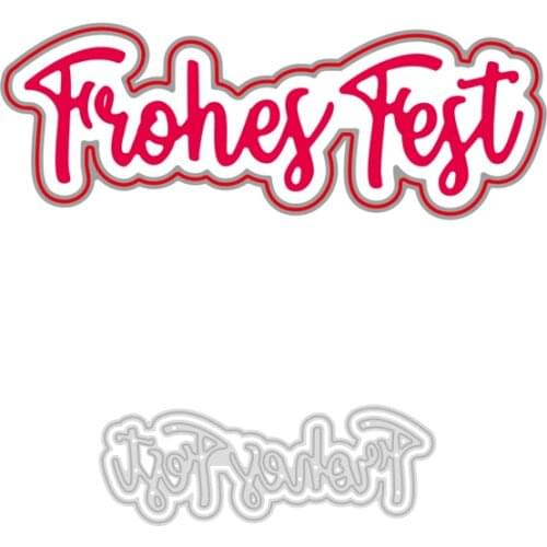 German Words"Frohes Fest" Metal Dies Cut Template for Embossing DIY Stencil Paper Album Gift Card Making New Dies Scrapbooking