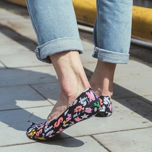 New Mens and Womens Invisible Socks Sports Non-slip Socks Yoga Sweat-absorbent Silicone Cartoon Ice Silk Printing High Quality