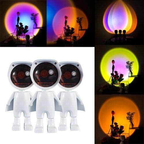 New USB Rainbow Sun Projector Atmosphere Led Night Light Coffe Shop Background Wall Decoration Colorful Lamp Home Decor