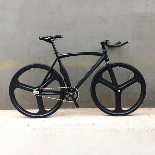 700C Track Bike Single Speed V-Brake Fixed Gear Muscular Bicycle Aluminum Frame Wheels Customizable 3 Spokes Magnesium Alloy Rim
