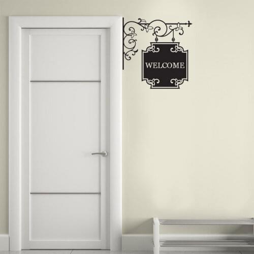 Personalized text Decal, Hanging Sign, Floral, Wrought Iron, Welcome Sign, vinyl Sticker,Home Wall Art, Family Decor LR50