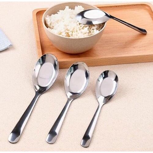 Portable Stainless Steel Long Handle Thickened soup spoon home dining spoon tableware childrens meal spoon flat spoon