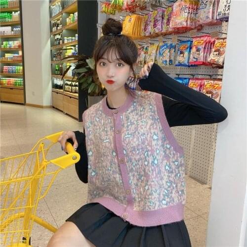 Casual Loose Basic O-neck Sleeveless Cardigan buttoned Vintage All Match College Wind Hit Hot Sale Female Women Sweaters Vest