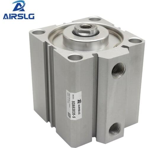SDA25-S Type Bore 25mm stroke 5/10/15/20/25/30/35/40/45/50/75/100mm SDA25 double acting compact air pneumatic piston cylinder