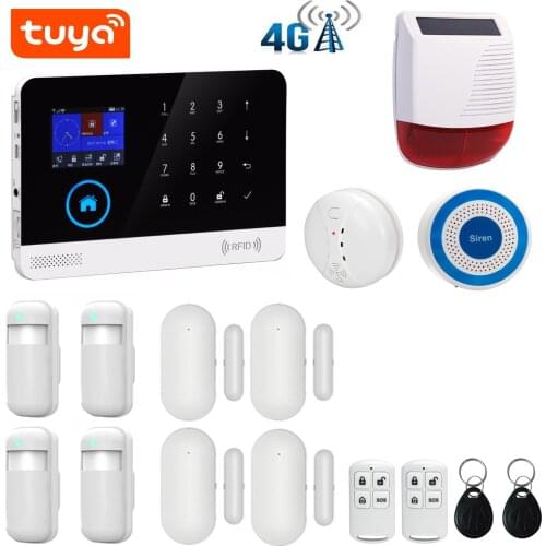 Tuya Smartlife APP remote control Wireless WiFi 4G WCDMA GSM GPRS Home Alarm Burglar System for smart Home Security