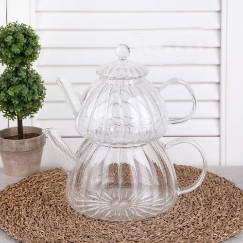 Glass Teapot Set Heat-Resistant Glass Teapot Turkish Tea Teapot Glass Turkish Russian Arabic English French Fas Azeri Tea Glass teapot