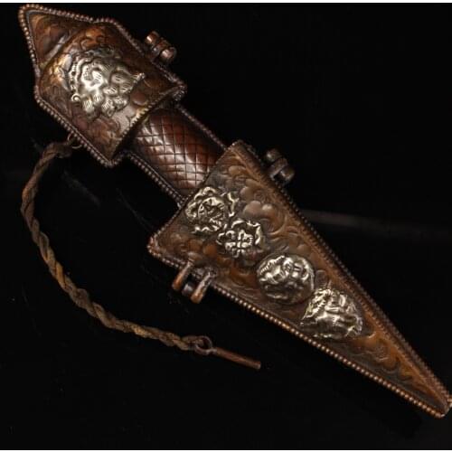 Tibetan Buddhist handmade Puba Vajra ,Old Pure Copper Tantric instruments with box/set From Tibet