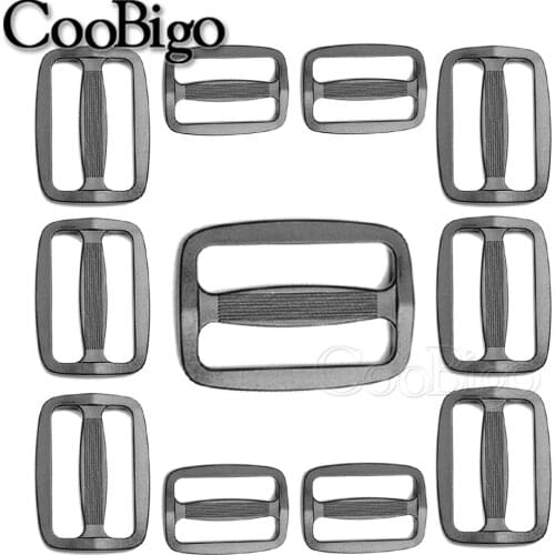 10pcs Plastic Black Curve Slider 3/8"~ 2" Webbing Buckles Tri-Glide Adjust Tri-ring Camping Sport Backpack Straps Accessories