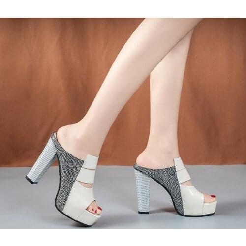 Round Toe High Thick Heels Off White Black Womens Shoes for Women 2021 Pumps Chaussure Femme Womens Platform Shoe Zapatos Mujer