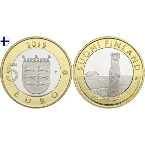 Finland 2015 Botten District Mustela 5 Euro Bimetal Commemorative Unc 100% Original Coins Real Euro Coin