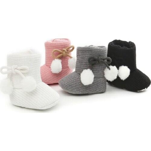 Winter Boy Girls Baby Soft Sole Snow Boots Warm Crib Shoes Toddler Boots Walk Winter Casual Faux Fur Hairball Boot Shoe Cute