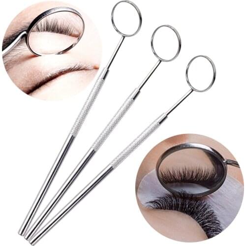 1/2Pcs Eyelash Mirror Multifunction Stainless Steel Checking Grafting Eyelashes Dental Mouth Mirror Clean Oral Eyelash Make Tool