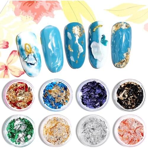 1PCS Gold Silver Red Colorful Nail Art Foil Paper Irregular Aluminum Nail Sticker Manicure Glitter Gel Polish Nail Decoration
