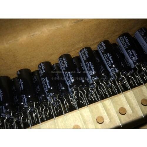 100pcs 470uF 25V Japan NICHICON HE Series 8x20mm High Ripple Current Low Impedance 25V470uF Aluminum Electrolytic Capacitor