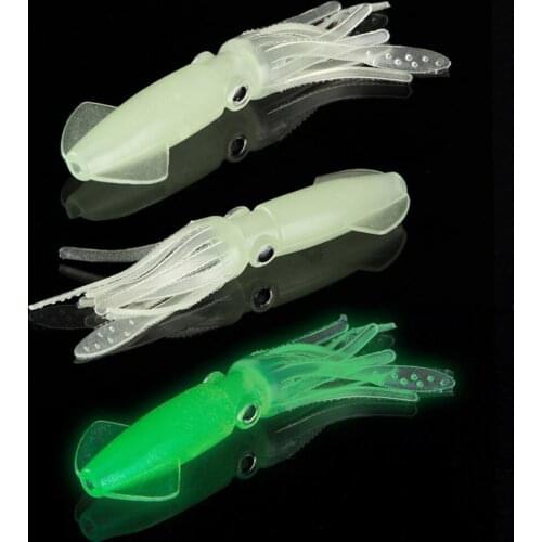2 Pcs 10cm 8.5g Squid Skirts Fishing Lures Luminous Soft Artificial Jigging Baits Tuna Lures Octopus Sea Fishing Bait Night Fish