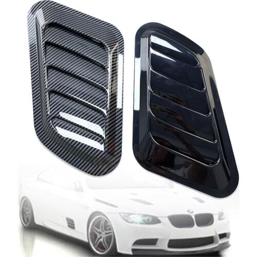 2pcs Universal Carbon Fiber Car Decorative Cell Air Flow Intake Hood Scoop Bonnet Vent Cover Stickers Decoration Styling