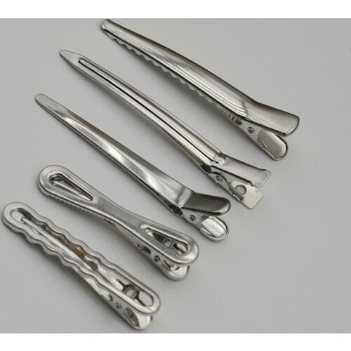 20PCS Silver 6.0cm 2.4" Frilly oval hairpins Waved edges Metal Alligator hair Clips at Lead free and nickle Free