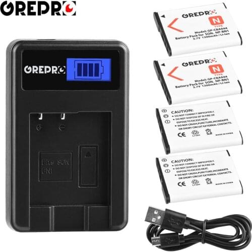 4Pcs NP-BN1 NPBN1 NP BN1 Battery + LCD USB Charger for Sony DSC WX220 WX150 DSC-W380 W390 DSC-W320 W630 TX9 T99 WX5 TX7 TX5