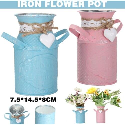 4Color Flower Metal Vintage Vase Rustic Iron Jug Vintage Rustic Flower Vase For Dining Room Living Room Parlor Decoration