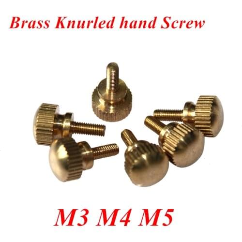 5pcs M3 M4 M5 Brass Knurled Head Screw Hand tighten Thumb Screws Length=6/8/10/12/16/20mm