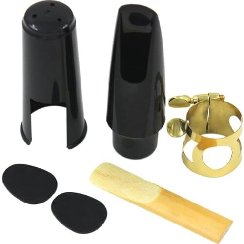 Alto Sax Saxophone Mouthpiece Plastic with Cap Metal Buckle Reed Mouthpiece Patches Pads Cushions Sax Parts Musical Instruments