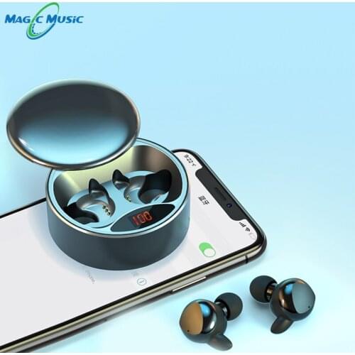 Magic Music wireless earphone bluetooth 5.0 TWS headset LED display mini in-ear touch button support wireless charging
