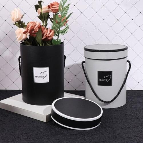 Bouquet Flowers Box Packaging Artificial Flower Arrangement Stand Vase Home Wedding Party Table Decor Round Gifts Boxes with Lid