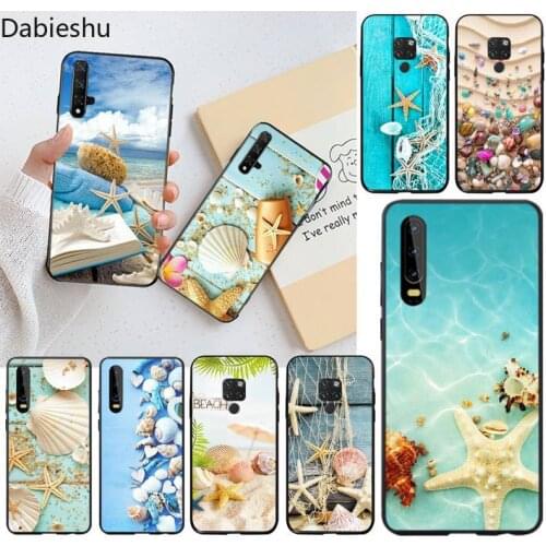 Blue Wood Seashells Sea Star Phone Case Cover for Huawei P40 P30 P20 lite Pro Mate 30 20 Pro P Smart 2020 prime