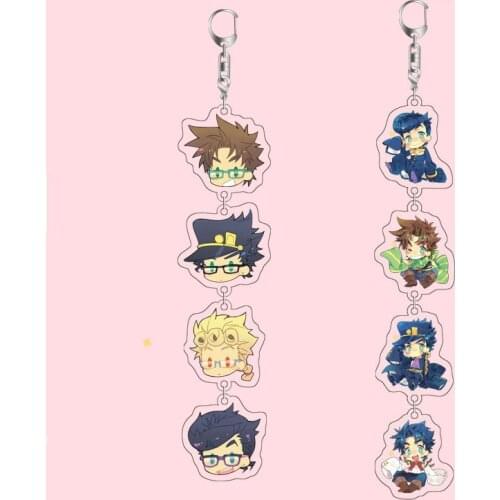 Jojo 'S Bizarre Adventure Long Acrylic Anime Keychain For Bag Car Women Men Key Ring Cute Love Jewelry Drop Shipping