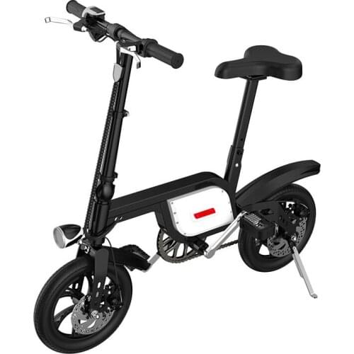 350w Mini Adult Electric Bike 36v 10.4Ah Electric Folding Lithium Battery Lightweight Small E-Bike With 12 Feet Tires