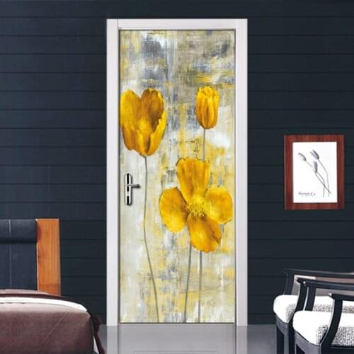 European Style Retro Abstract Flowers Mural Living Room Bedroom Background Wall Decoration Door Sticker PVC Waterproof wallpaper