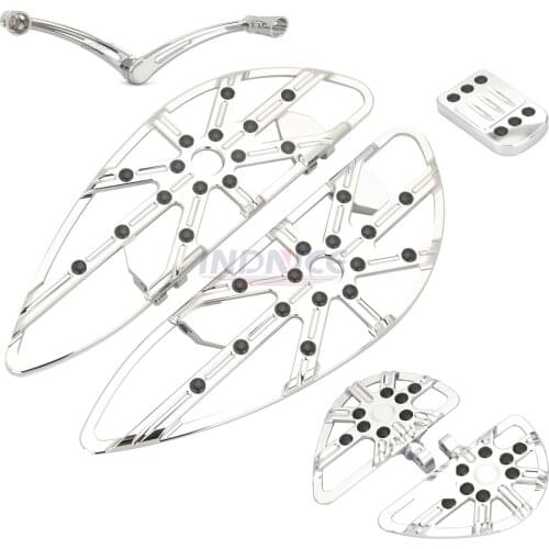 Chromed Gauge driver rear floorboards Toe Heel Gear Shift Lever pedal cover for harley touring FLHX road glide fltr softail